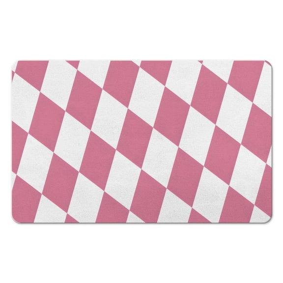 Non-Slip Checkered Bathroom Runner Rug - 20x32 in Long Bath Mat, Absorbent & Soft Microfiber, Easy to Wash, Ideal Floor Mats for Bathtub Showers.
