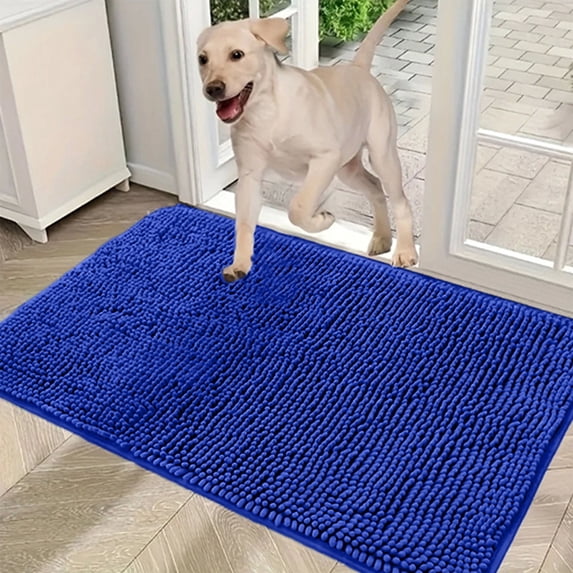 Non-Slip Chenille Pet Paw Pad Mat, 31.5 x 19.7 Inches Absorbent Doormat for Indoor Entryway, Muddy Paws, Water and Dirt, Quick-Dry Washable, Textured Rubber Backing, Multiple Colors