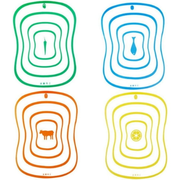 Non-Slip Chopping Board Set with Reversible Design, 4 Color-Coded Boards for Meat, Vegetables, Fruits & More, Dishwasher Safe & Easy Clean for Organized Kitchen & Hygienic Food Prep FAJHHA