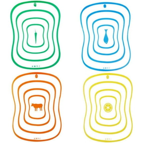 Non-Slip Chopping Board Set with Reversible Design, 4 Color-Coded Boards for Meat, Vegetables, Fruits & More, Dishwasher Safe & Easy Clean for Organized Kitchen & Hygienic Food Prep FAJHHA