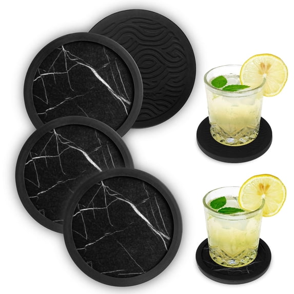 Non-Slip Coasters, Double-Sided Absorbent Cup Mats for Hot & Cold ...