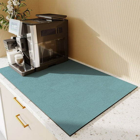 Non-Slip Coffee Machine Mat | Absorbent Drying Mat for Kitchen Counter & Bar | 30x40cm Rubber Diatomaceous Mat | Waterproof, Easy Clean | Gray/Coffee/Sky Blue
