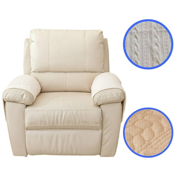 Non-Slip Couch Armrest Covers for Sofa, with Storage Pocket - Sofa Cover Practical Accessories(White, 20" x 26" 2 Pack)