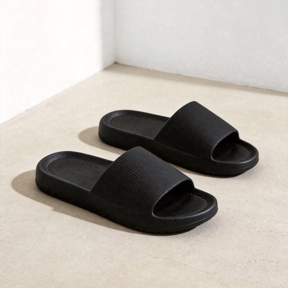 Non Slip Couple Slippers 2-Pack for Men & Women, Comfortable Lightweight One-Piece Design, Simple Classic House & Bathroom Slippers for Indoor Outdoor Wear