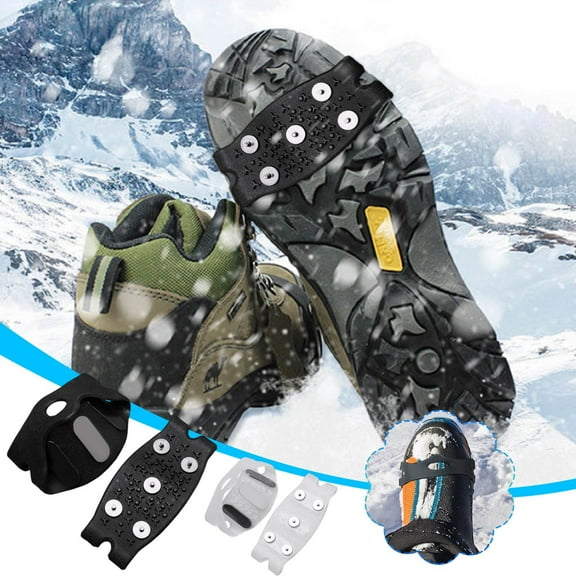 Non-Slip Crampons for Shoes | Ice and Snow Traction Covers | 5-Claw Anti-Skid Shoe Spike Grips | Universal Elastic Fit | Rustproof | Pack of 1 Pair | Size 30-46
