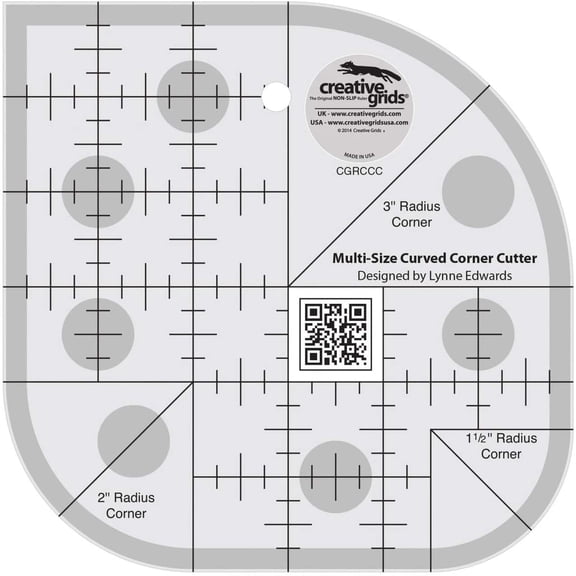Creative Grids Acrylic Curved Corner Cutter Quilt Ruler