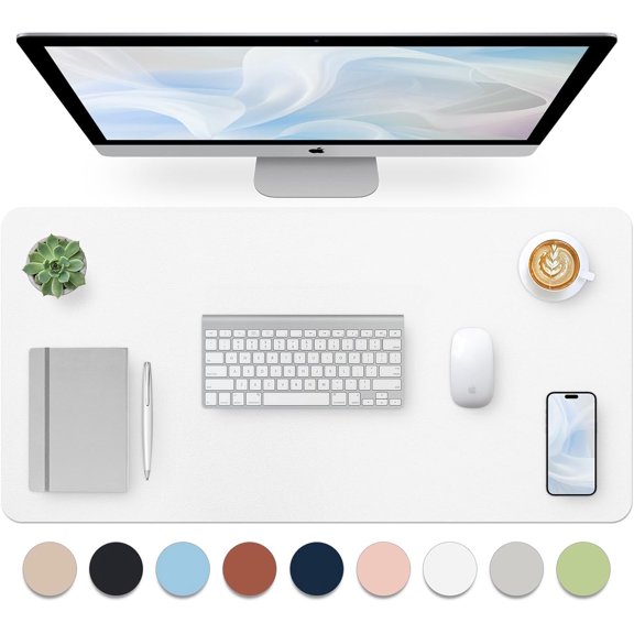 Non-Slip Desk Mouse Pad,Waterproof PVC Leather Desk Table Protector,Ultra Thin Large Desk Blotter, Easy Clean Laptop Desk Writing Mat for Office Work/Home/Decor(23.6" x 11.8")