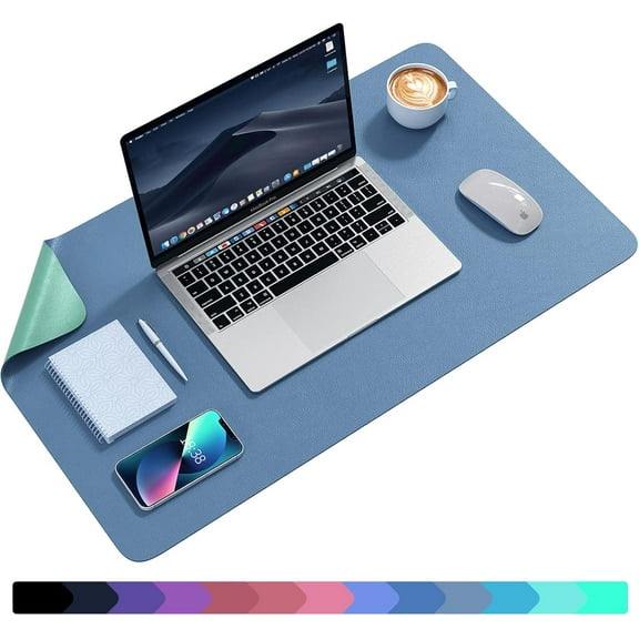 Non Slip Desk Pad, 23.6" x 13.7" PU Leather Desk Protector, Waterproof Large Mouse Pad, Double Side Desk Mat for Desktop, Desk Pad for Keyboard and Mouse, Office and Home