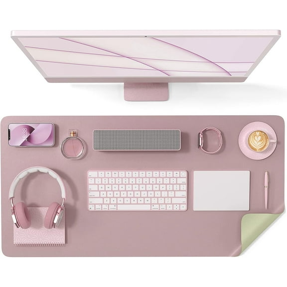 Non Slip Desk Pad, 23.6" x 13.7" PU Leather Desk Protector, Waterproof Large Mouse Pad, Double Side Desk Mat for Desktop, Desk Pad for Keyboard and Mouse, Office and Home