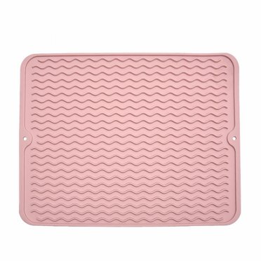 Silicone Dish Drying Mat 28x20" - Grey Heat Resistant Non-Slip Counter Protector & Drying Pad