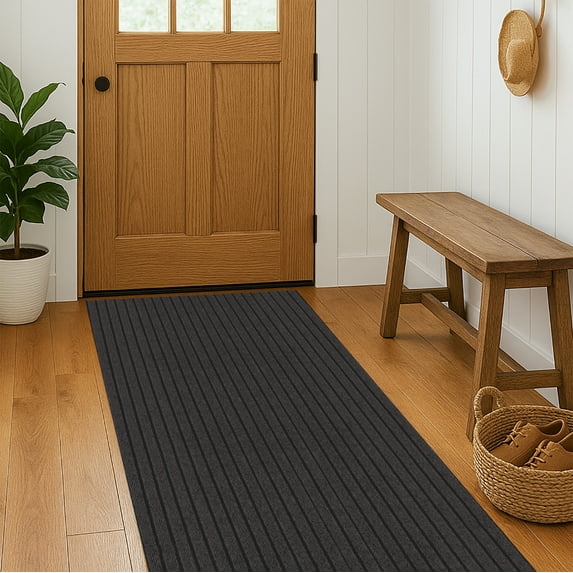 31 in. Wide x Cut-to-Length – Non-Slip, All-Weather, Heavy-Duty Utility Runner Rug – Absorbent, Dirt-Trapping, Kid and Pet Safe for Entryways and High-Traffic Areas, Charcoal Brown