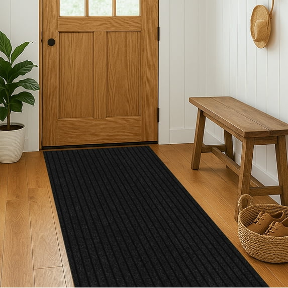 31 in. Wide x Cut-to-Length – Non-Slip, All-Weather, Heavy-Duty Utility Runner Rug – Absorbent, Dirt-Trapping, Kid and Pet Safe for Entryways and High-Traffic Areas, Charcoal