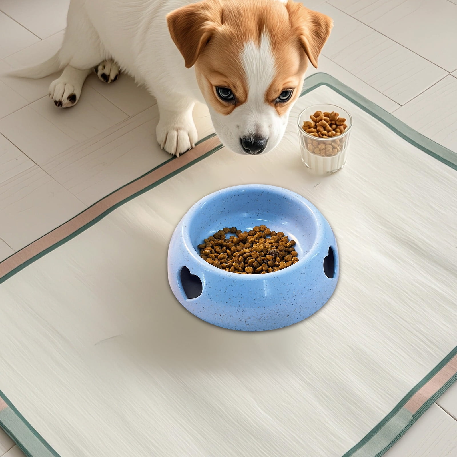 Non Slip Dog Bowl, Tip-Proof Pet Food and Water Dish with Weighted Rubber Base for Medium Large Dogs & Cats, Whisker Friendly, Food-Grade Plastic, Dishwasher Safe