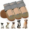 thumbnail image 1 of Non-Slip Dog Shoes for Outside and Indoor, Rugged Anti- Slip Sole Dogs Boots with Adjustable Reflective Strips for Small Medium Large Dogs (Waterproof-Khaki, #8(Width 2.97 inch) Pack of 4), 1 of 7