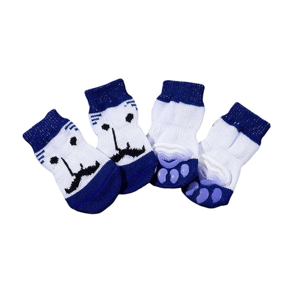 Non-Slip Dog Socks, 4-Pack with Gripper Rubber Soles for Hardwood Floors, Provide Warmth & Traction for Senior Pets.