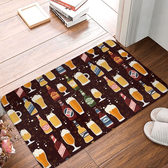Non Slip Door Mat, Beer Bottles1 Fast Drying Bath Tub Mats, Absorbent Bathroom Rugs Entrance Welcome Mat, Bath MatS for Tub, Floor, Home, Kitchen, Hotel,16x24in