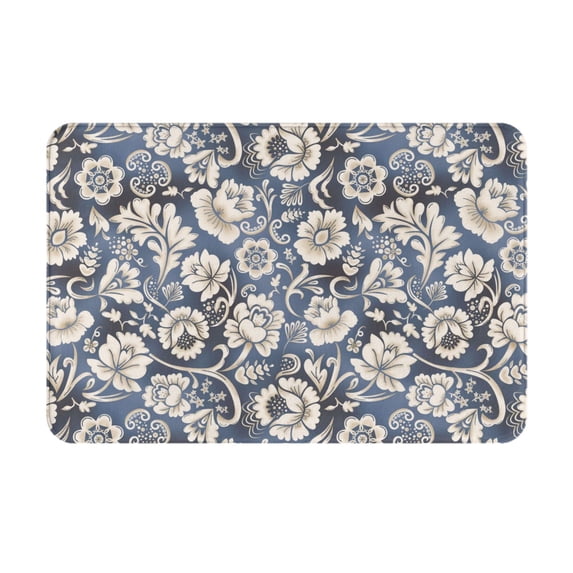 Non Slip Door Mat, Black White Flower Paisley Fast Drying Bath Tub Mats, Absorbent Bathroom Rugs Entrance Welcome Mat, Bath MatS for Tub, Floor, Home, Kitchen, Hotel,16x24in