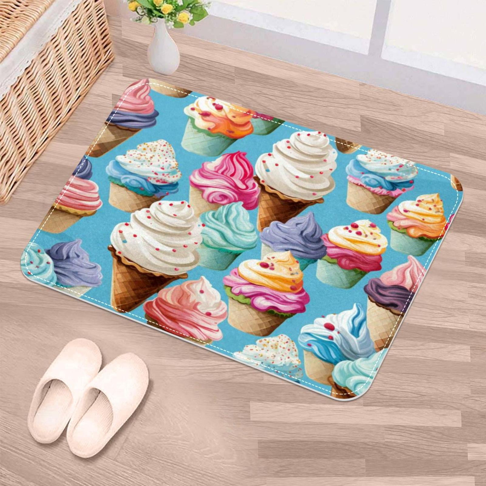 NonSlip Door Mat Colorful Ice Cream, Soft Machine Washable Doormats