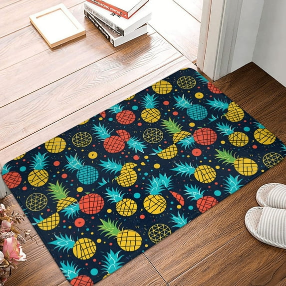 Non Slip Door Mat, Colorful Pineapple Fast Drying Bath Tub Mats, Absorbent Bathroom Rugs Entrance Welcome Mat, Bath MatS for Tub, Floor, Home, Kitchen, Hotel,16x24in