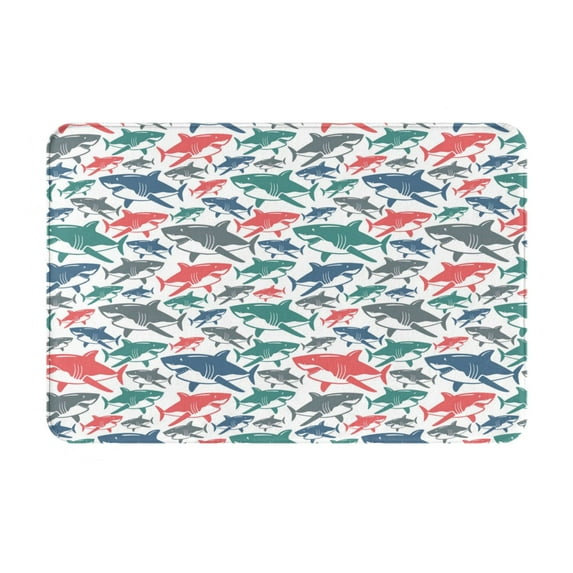 Non Slip Door Mat, Colorful Shark Fast Drying Bath Tub Mats, Absorbent Bathroom Rugs Entrance Welcome Mat, Bath MatS for Tub, Floor, Home, Kitchen, Hotel,16x24in