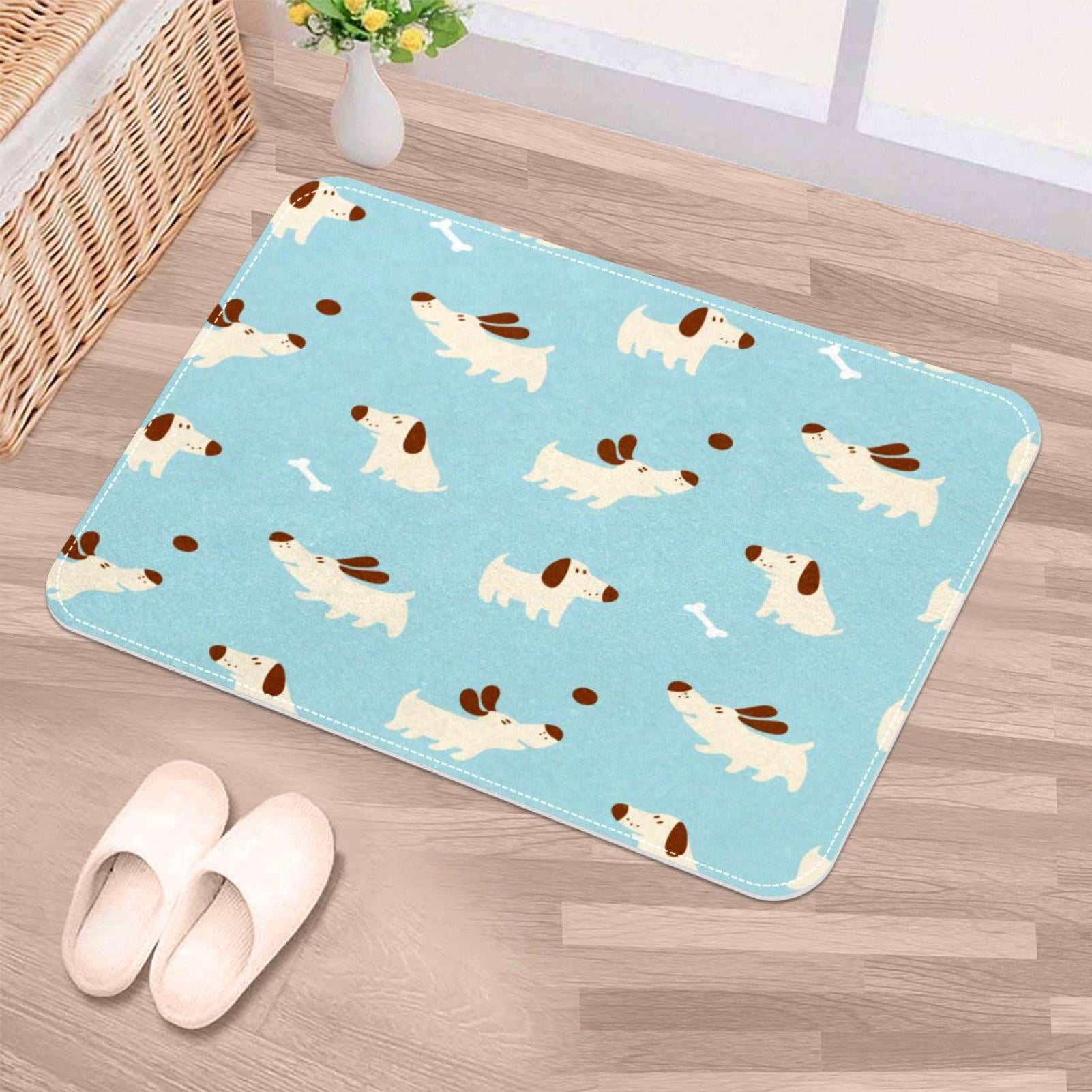 NonSlip Door Mat Cute Dogs Pattern, Soft Machine Washable Doormats