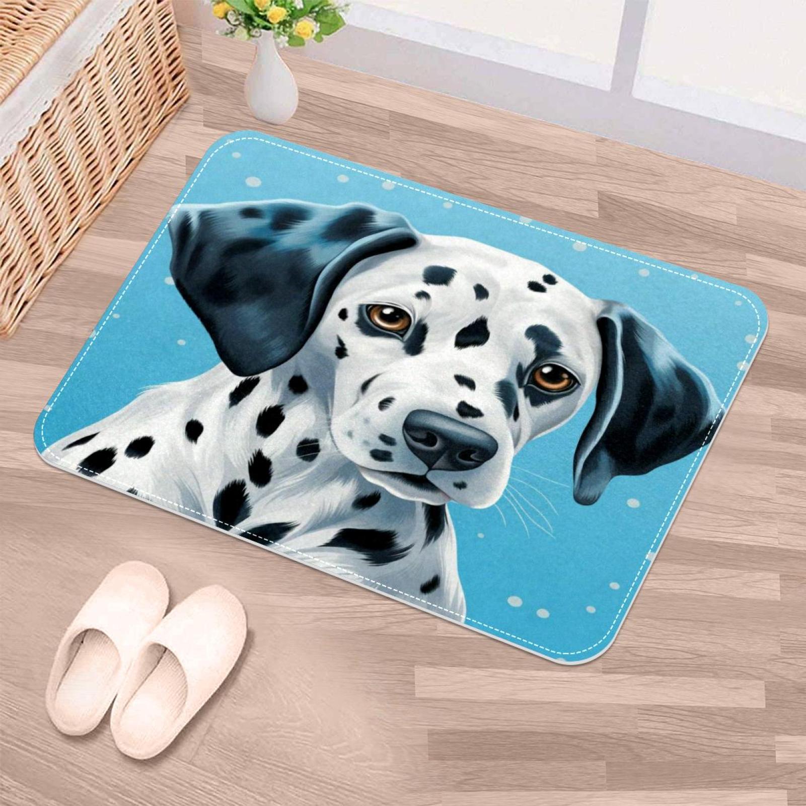 NonSlip Door Mat Dalmatian Dog, Soft Machine Washable Doormats, Dirt