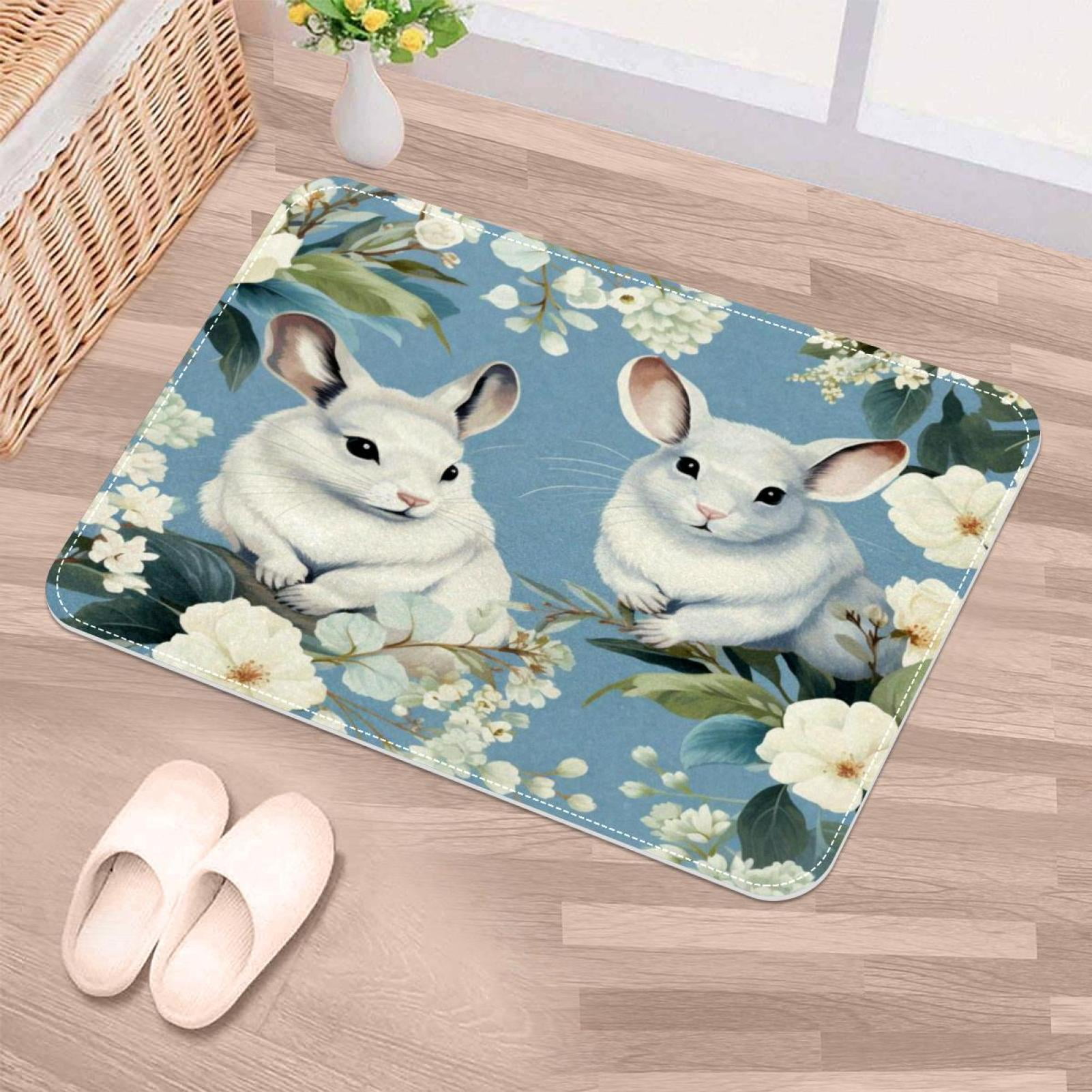 NonSlip Door Mat Florals Chinchilla, Soft Machine Washable Doormats