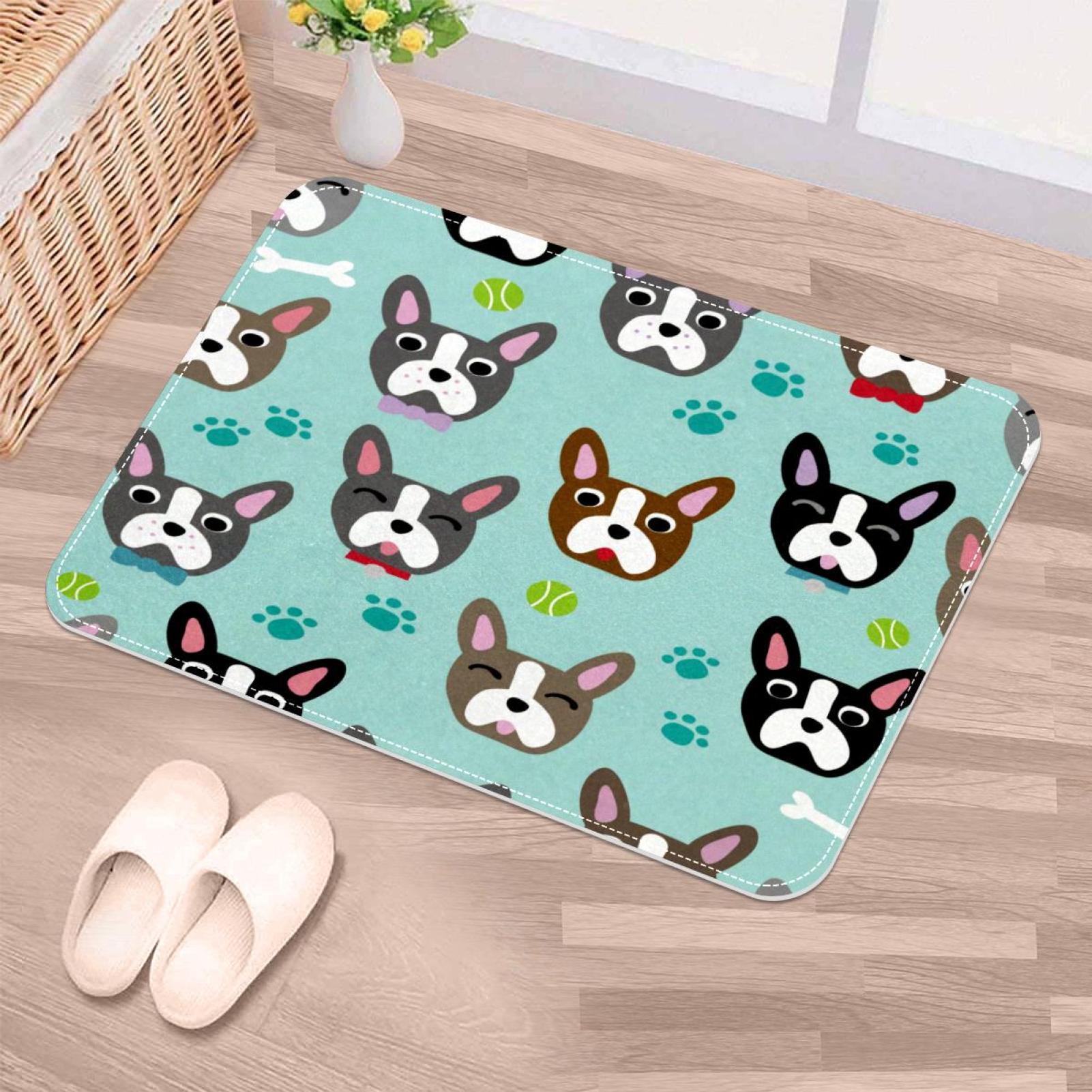 NonSlip Door Mat French Bulldog Paw, Soft Machine Washable Doormats