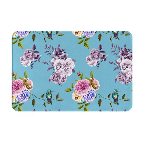 Non Slip Door Mat, Hummingbird Carnation Fast Drying Bath Tub Mats, Absorbent Bathroom Rugs Entrance Welcome Mat, Bath MatS for Tub, Floor, Home, Kitchen, Hotel,16x24in