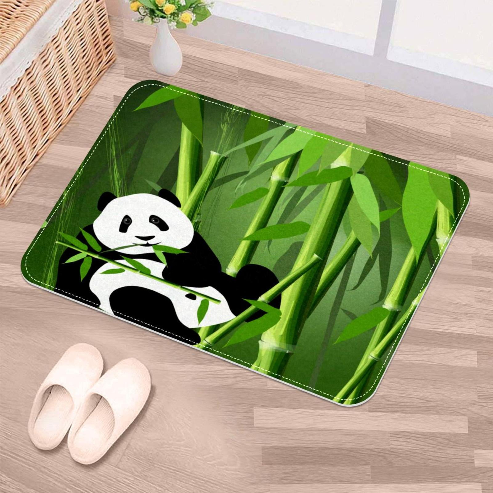 Non Slip Door Mat Panda Eating Bamboo Soft Machine Washable Doormats