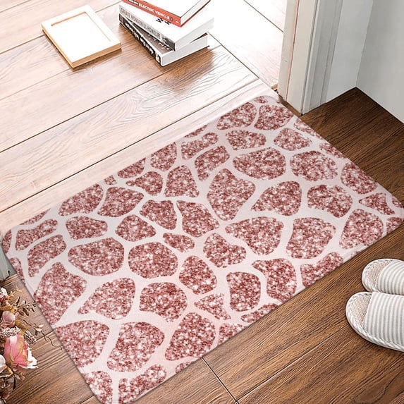 Non Slip Door Mat, Rose Gold Abstract Spots Fast Drying Bath Tub Mats, Absorbent Bathroom Rugs Entrance Welcome Mat, Bath MatS for Tub, Floor, Home, Kitchen, Hotel,16x24in
