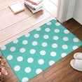 thumbnail image 1 of Non Slip Door Mat, Teal Turquoise And White Polka Dot Fast Drying Bath Tub Mats, Absorbent Bathroom Rugs Entrance Welcome Mat, Bath MatS for Tub, Floor, Home, Kitchen, Hotel,16x24in, 1 of 7
