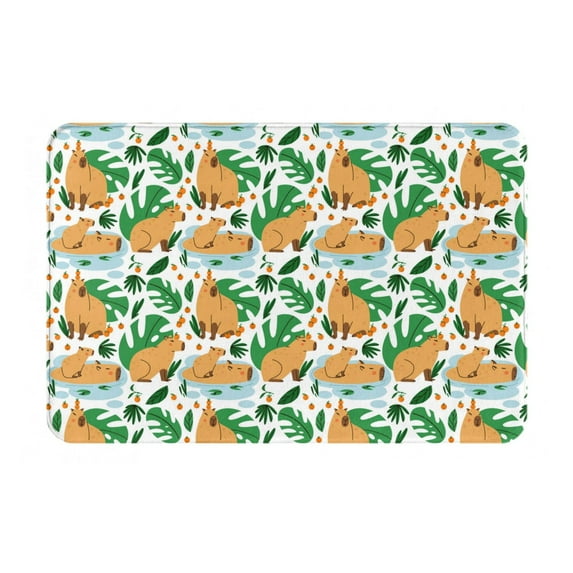 Non Slip Door Mat, Tropical Capybara Fast Drying Bath Tub Mats, Absorbent Bathroom Rugs Entrance Welcome Mat, Bath MatS for Tub, Floor, Home, Kitchen, Hotel,16x24in
