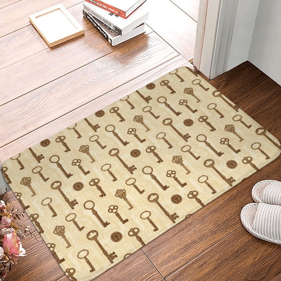 Non Slip Door Mat, Vintage Keys Fast Drying Bath Tub Mats, Absorbent Bathroom Rugs Entrance Welcome Mat, Bath MatS for Tub, Floor, Home, Kitchen, Hotel,16x24in