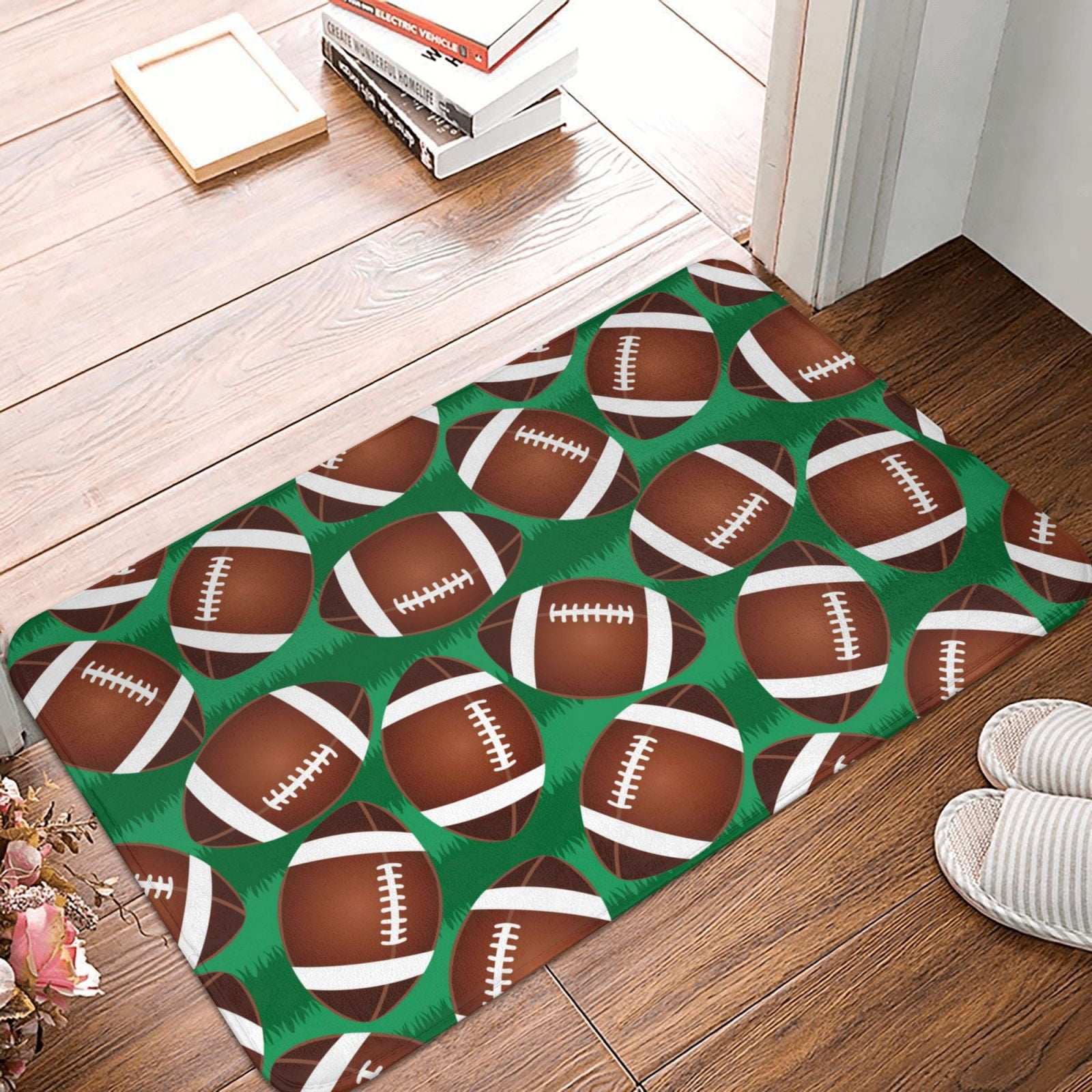 Non Slip Door Mat, cute American football green grass Fast Drying Bath ...