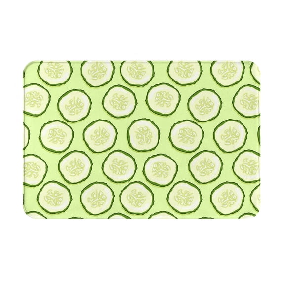 Non Slip Door Mat, cute Cucumber slices Fast Drying Bath Tub Mats, Absorbent Bathroom Rugs Entrance Welcome Mat, Bath MatS for Tub, Floor, Home, Kitchen, Hotel,16x24in