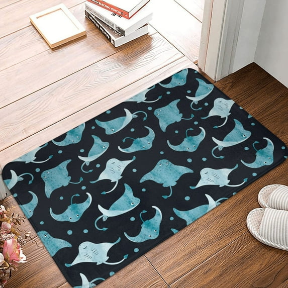 Non Slip Door Mat, cute watercolor stingray dots Fast Drying Bath Tub Mats, Absorbent Bathroom Rugs Entrance Welcome Mat, Bath MatS for Tub, Floor, Home, Kitchen, Hotel,16x24in