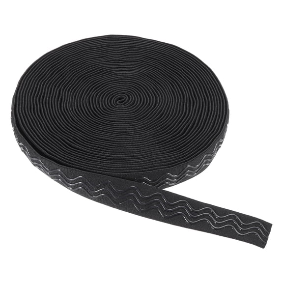 Non-Slip Elastic Band,1 Inch x 12 Yards Black Polyester Silicone Stretch Band