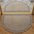 thumbnail image 1 of Non Slip Entrance Door Rug | Semi Circular Absorbent Doormat, Textured Design, Khaki Polyester, 23.6"x15.7" Cut to Size • Durable Floor Protector for Home, Bathroom, Office, 1 of 6