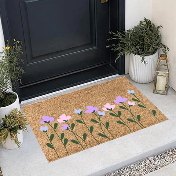 Non-Slip Entryway Mat 16x24 Inch Absorbent Doormat, Brown Polyester Floor Rug with Anti-Skid Backing, Holiday Decorative Mat for Living Room Kitchen Bathroom Home Decor
