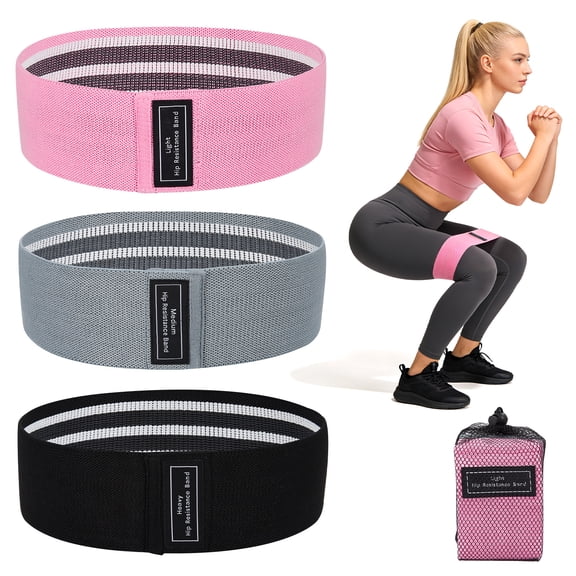 Non-Slip Fabric Resistance Bands Set of 6 – Booty Glute & Leg Workout Loops with Heavy/Medium/Light Strengths – Home Gym Pilates Training Bands for Yoga, Squats, Stretching
