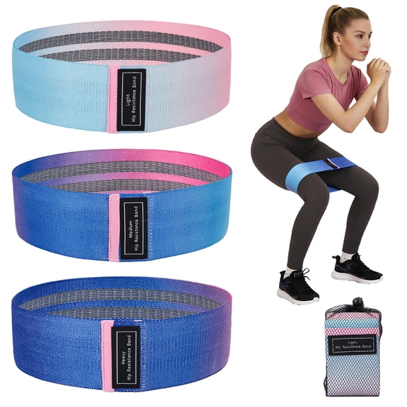 Non-Slip Fabric Resistance Bands Set of 6 – Booty Glute & Leg Workout Loops with Heavy/Medium/Light Strengths – Home Gym Pilates Training Bands for Yoga, Squats, Stretching