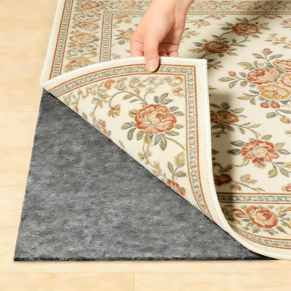 Non Slip Felt Rubber Rug Pad, Thick Felt Rug Pads for Hardwood Floors, Under Area Rugs Protective Cushion Pads for Carpet, Felt and Rubber Underpad for Home Place Surface Safe (Grey, 2' x 3')