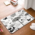 thumbnail image 1 of Non-Slip Flannel Rug Indoor/Outdoor, Black White Plant  Pattern, Machine Washable Mat for Front Door Kitchen Bedroom Bathroom Balcony Porch Entryway Dog Mat, 1 of 15