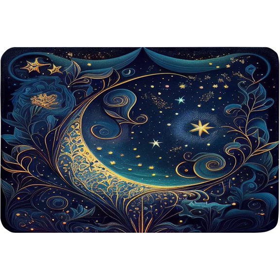 Non-Slip Flannel Soft Doormat Floor Entryways Outdoor Indoor Front Door Mat,Beautiful Night Sky and Stars Pattern Bath Mat16x24inch