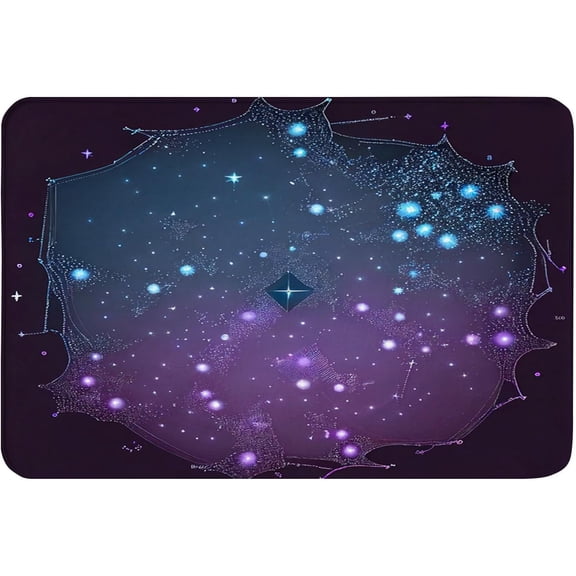 Non-Slip Flannel Soft Doormat Floor Entryways Outdoor Indoor Front Door Mat,Chart of Stars in a Blue Night Sky Pattern Bath Mat,16x24in