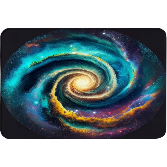 Non-Slip Flannel Soft Doormat Floor Entryways Outdoor Indoor Front Door Mat,Colorful with Stars Swirl Pattern Bath Mat16x24inch