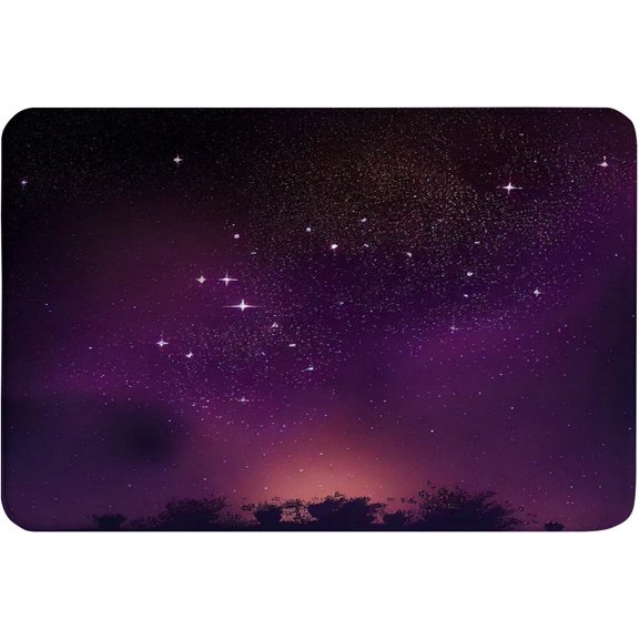 Non-Slip Flannel Soft Doormat Floor Entryways Outdoor Indoor Front Door Mat,Dark Night Sky with Some Stars Print Pattern Bath Mat,16x24in