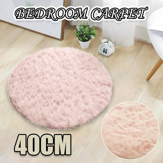 Non-Slip Floor Shower Carpet 40Cm Diameter Soft Pink,1 X Anti-Slip Floor Shower Rug,Home Decor Soft Bath Bedroom Non-Slip Floor Shower Rug Yoga Plush Round Mat