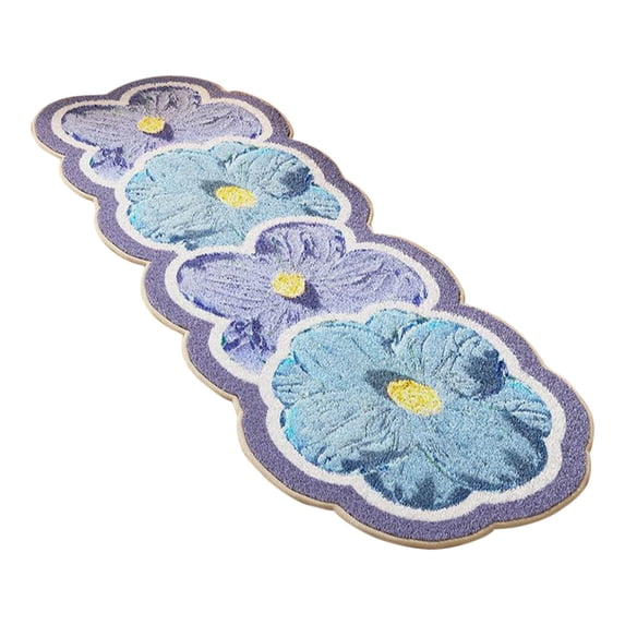 Non-Slip Flower Print Area Rug - Bedroom Living Room Carpet with TPE Backing, Washable Coffee Table Rug for Bedside/Window Floor Covering(47.2x19.6in)